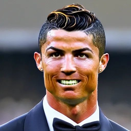 Prompt: cristiano ronaldo with carlos cabello rey head