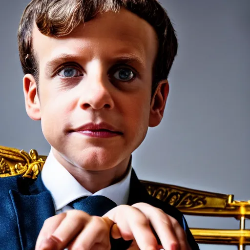 Image similar to closeup portrait of a tiny emmanuel macron dressed as napoleon standing on a desk, macro photo, bokeh, natural light, sharp, detailed face, magazine, press, steve mccurry, david lazar, canon, nikon, focus