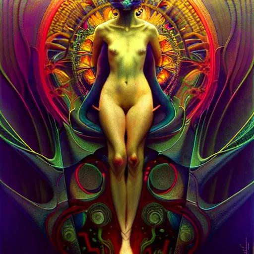 Image similar to extremely psychedelic beautiful brutalist organisms infected by night. intricate, elegant, highly detailed, extremely lifelike photorealistic digital painting, artstation. steichen, gaston bussiere, tom bagshaw, brutalist cyberpunk alphonse mucha. elegant minimalism. anatomically correct. sharp focus. gold with white accents. surreal lush cosmic hallucination