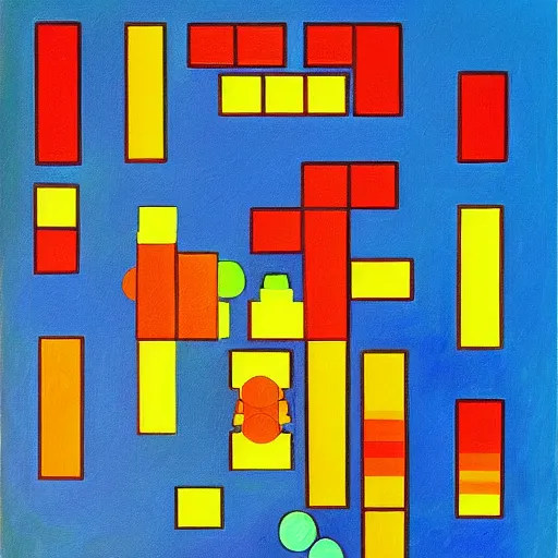 Image similar to a painting of tetris art by monet