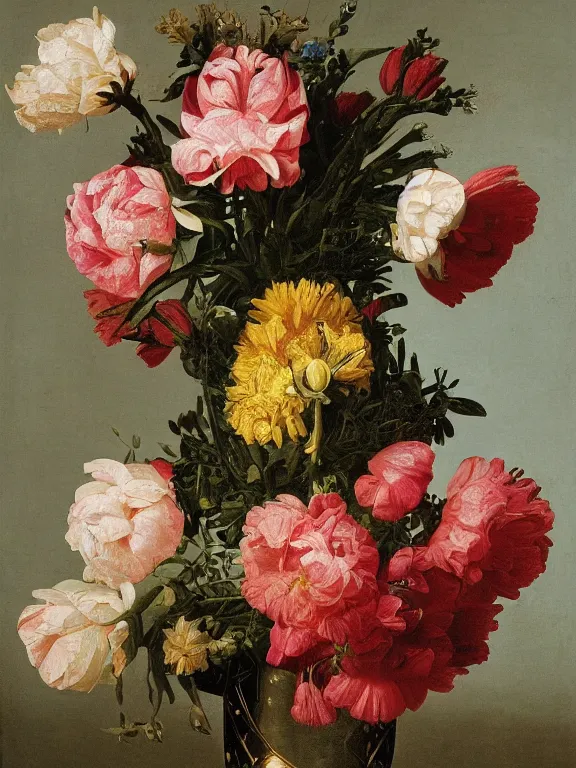 Image similar to little robotic structures that look like Vase of Flowers 1722 Jan van Huysum