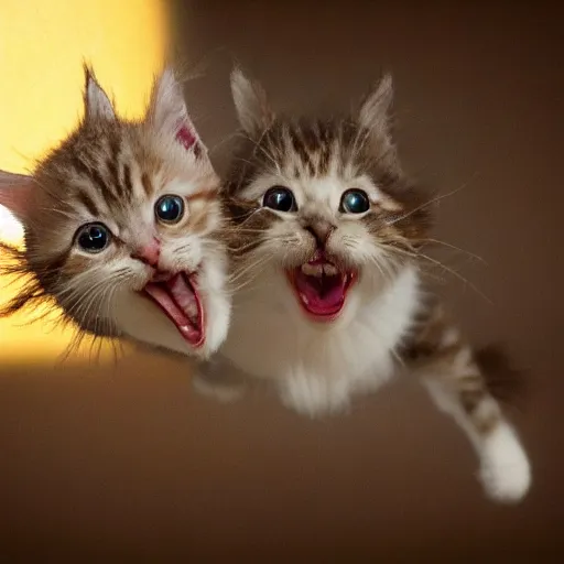 Prompt: photo of flying kittens, award - winning photograph, national geographic, perfect lighting