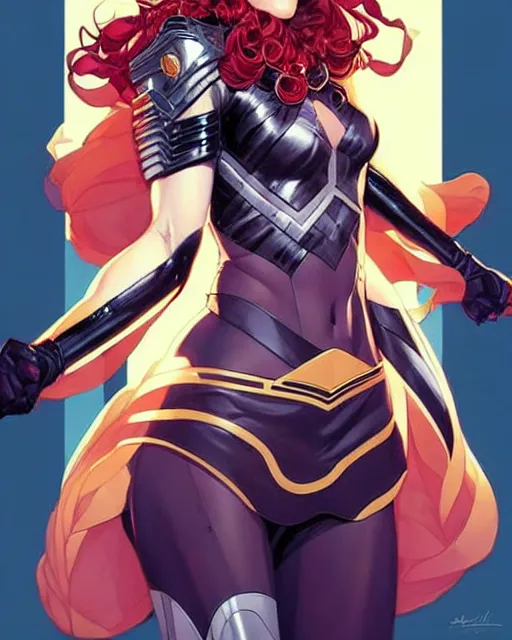 Prompt: artgerm, joshua middleton and sandra chevrier comic cover art, full body pretty female paladin, symmetrical eyes, long curly hair, beautiful, rim lighting, vivid colors