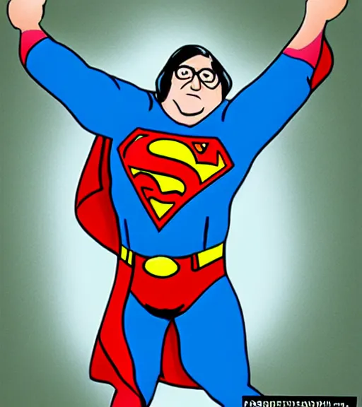 Image similar to gabe newell as a superman, soft light, blue, red