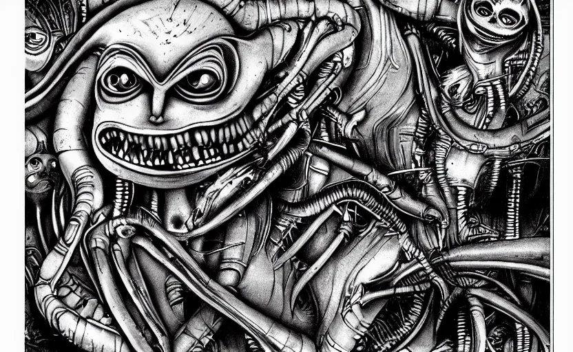 Prompt: hr giger's alien saturday morning cartoon