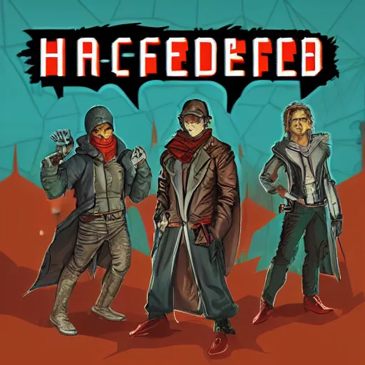 Image similar to a grifter, a hacker, a thief, and a mastermind in the style of a d&d cover