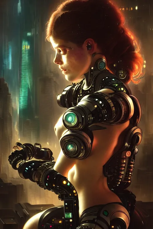 Image similar to ultra realistic, beautiful female cyborg in a crowded smoky cyberpunk club in space megalopolis, sci - fi, intricate details, eerie, highly detailed, octane render, 8 k, art by artgerm and alphonse mucha and greg rutkowski