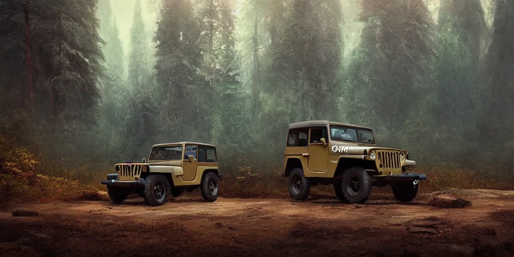 Prompt: willys jeep, in kerala forest road, chasing action scene, an epic fantasy, dramatic lighting, cinematic, establishing shot, extremely high detail, photorealistic, cinematic lighting, matte painting, artstation, by simon stalenhag, horizon forbideen west