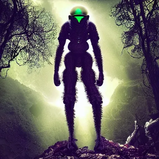 Image similar to “ alien tree person, futuristic sci fi. ultra high 4 k photo, alien planet ”