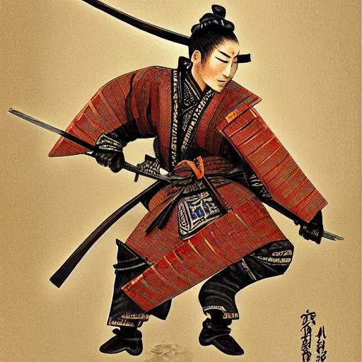 Prompt: edo style samurai warrior, tony sart