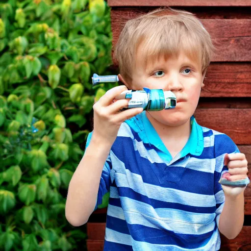 Prompt: photograph smelly kid in backyard