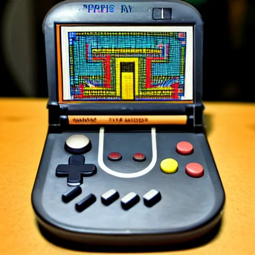 Image similar to Photo of a historic Mayan Game Boy, detailed, studio-lighting, award-winning