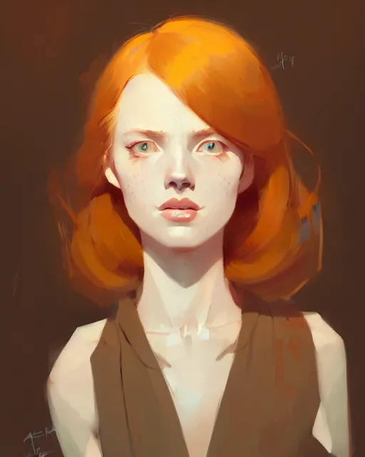 Image similar to hyper - realistic portrait of beautiful ginger female noble lady by atey ghailan, by greg rutkowski, by greg tocchini, by james gilleard, by joe fenton, by kaethe butcher, dynamic lighting, gradient light yellow, brown, blonde cream and white color scheme, grunge aesthetic