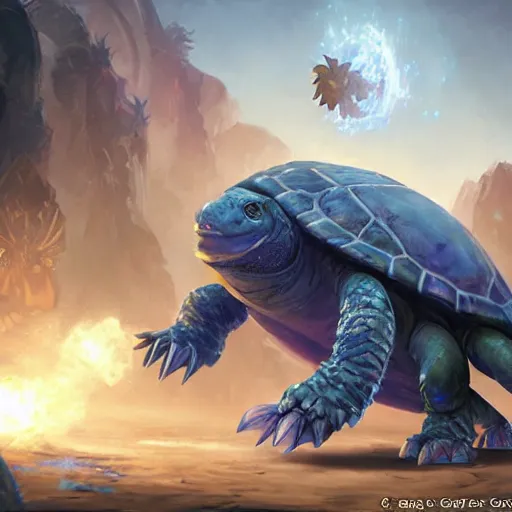 Image similar to blue turtle murlock hybrid, hearthstone art style, epic fantasy style art by Craig Mullins, fantasy epic digital art, epic fantasy card game art by Greg Rutkowski