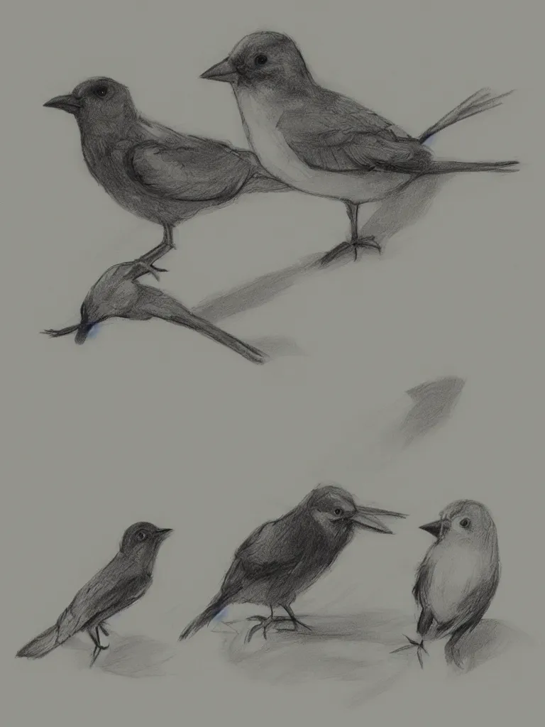 Prompt: bird and boy sketches by concept artists, blunt borders, rule of thirds, whimsical, light and shadow, backlighting
