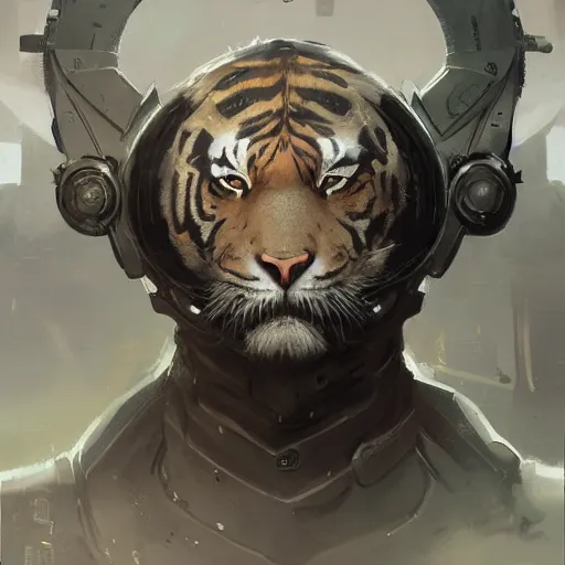 Image similar to a tiger wearing futuristic heavy armor ultra mega realistoc detailed art by greg rutkowski charles bowater 8k ultra mega detailed face photorealistic deviantar artstation real life western comic art sharp lines professionaly shaded