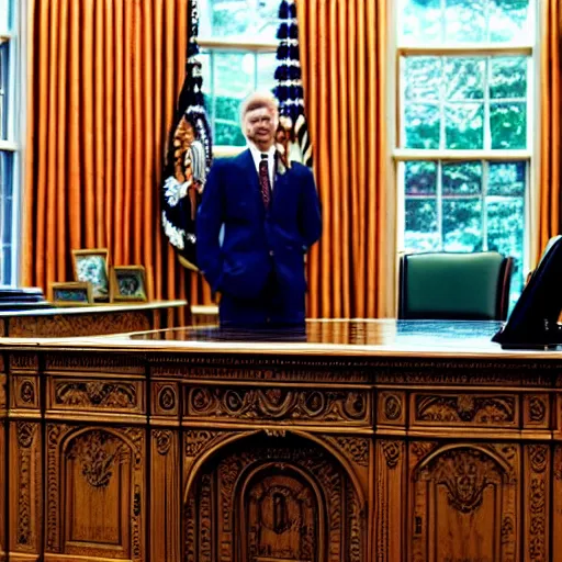 Image similar to spagett hiding in the oval office