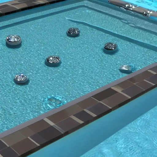 Image similar to pool full diamonds, ultra realistic details, 8 k