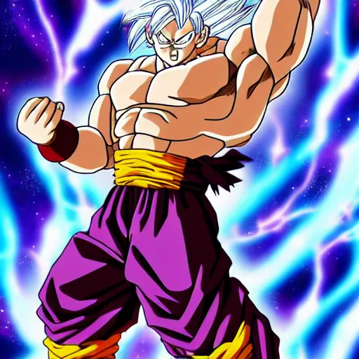 Image similar to an orangutan in dragon ball z going ultra instinct, 4 k, hyper realistic, dslr, high resolution, landscape, beautiful, anime, super saiyan, ultra instinct