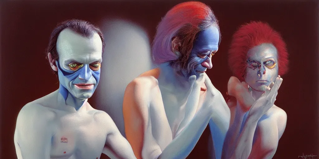 Prompt: ney matogrosso painting by gottfried helnwein