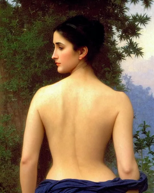 Prompt: beautiful glorious realistic oil painting of young demi moore, bokeh, baroque style by bouguereau, sunset, highly detailed, 8 k intricate