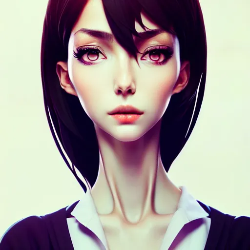 Image similar to full close up neck shot of a beautiful skinny surgeon woman in work dress, by saruei and guweiz and ilya kuvshinov, digital art, highly detailed, intricate, sharp focus, trending on artstation hq, deviantart, pinterest, unreal engine 5, 4 k uhd image