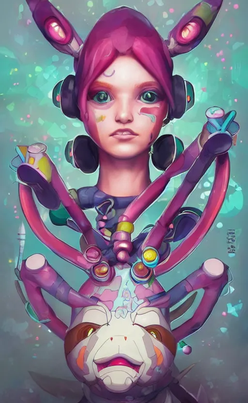 Prompt: lofi BioPunk Pokemon Sylveon portrait Pixar style by Tristan Eaton_Stanley Artgerm and Tom Bagshaw,