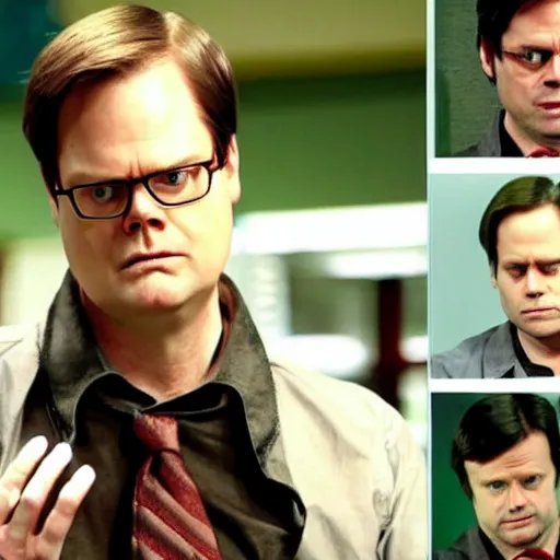 Image similar to dwight schrute playing rickety - cricket on always sunny