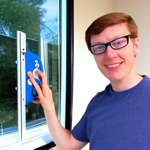 Prompt: Scott The Woz throwing a Nintendo Wii U out a window