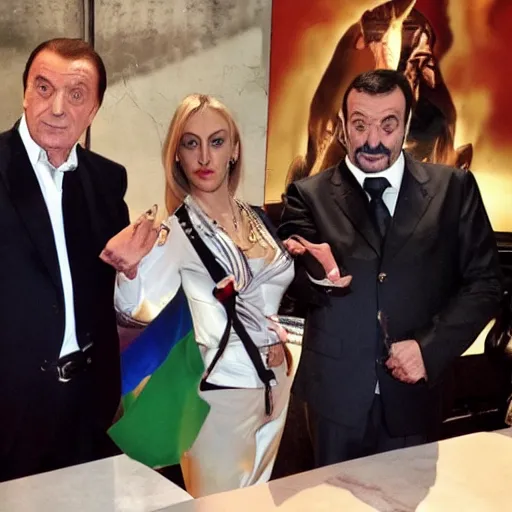 Image similar to Silvio Berlusconi, Salvini and Giorgia Meloni in Jojo bizarre adventures