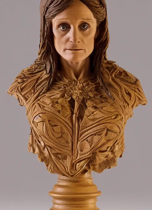 Prompt: high intricate bust of an margot kidder [ 1 9 7 0 ] carved from wood in baroque style, studio light, maria panfilova, andrea savchenko, mike kime, ludovic plouffe, qi sheng luo, oliver cook, trending on artstation