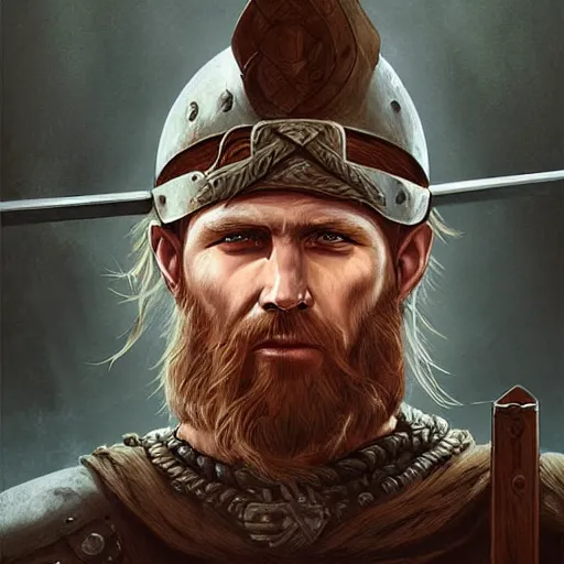 Prompt: portrait of a viking warrior, digital art, character art, by magali villeneuve