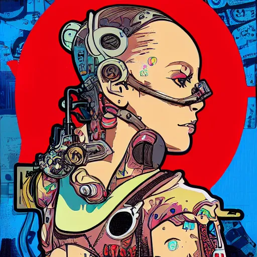 Image similar to cyberpunk pirro angela portrait illustration, pop art, splash painting, art by geof darrow, ashley wood, alphonse mucha, makoto shinkai