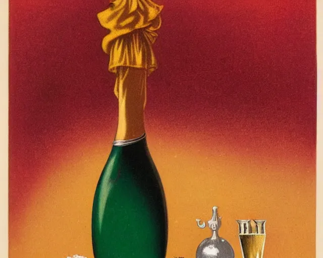 Image similar to dancer, melchizedek champagne bottle. leonetto cappiello, pur champagne damery, 1 9 0 2. cheerful, bright