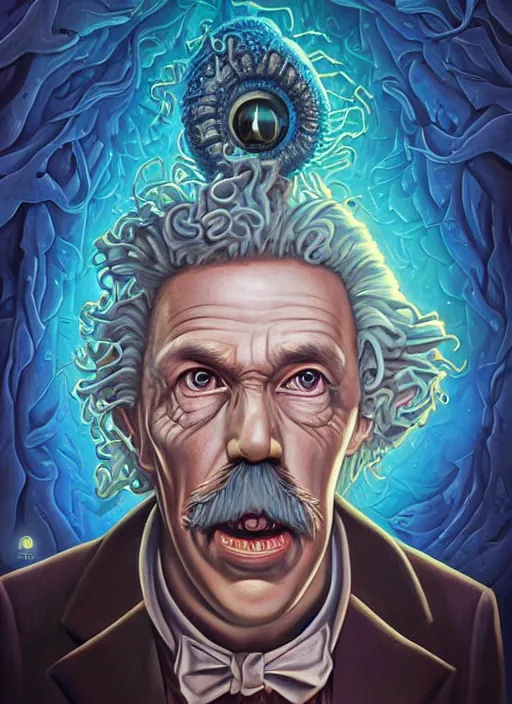 Image similar to lovecraft lovecraftian portrait of einstein, pixar style, by tristan eaton stanley artgerm and tom bagshaw.