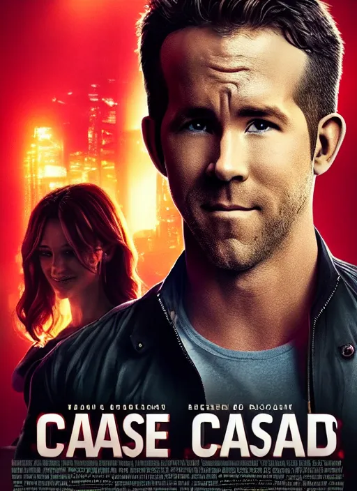 Image similar to poster for a romantic movie featuring ryan reynolds as sgt chase meeting the love of his life tiffany in prison, cyberpunk setting, 4 k resolution, on on imax