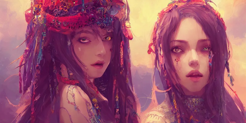 Image similar to a beautiful bohemian girl, intricate, highly detailed, digital painting, digital portrait, rich vivid colors, ambient lighting, sharp focus, official media, anime key visual, concept art, illustration, art by wlop