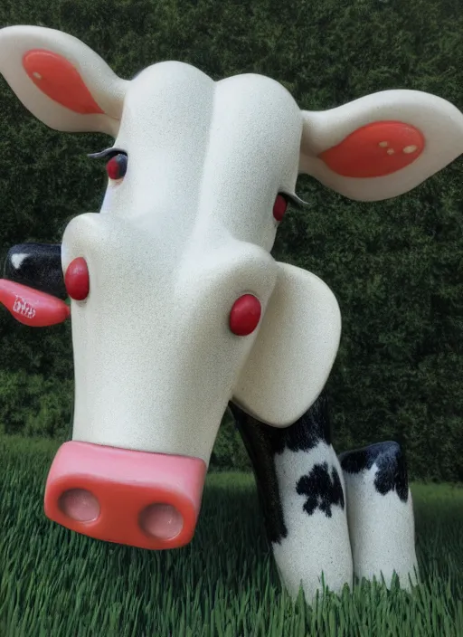 Prompt: highly detailed closeup, face profile portrait of a retro 1 9 5 0 s tin toy cow chewing cud on pasture, dream bubbles, unreal engine, nicoletta ceccoli, mark ryden, earl norem, lostfish, global illumination, detailed and intricate environment