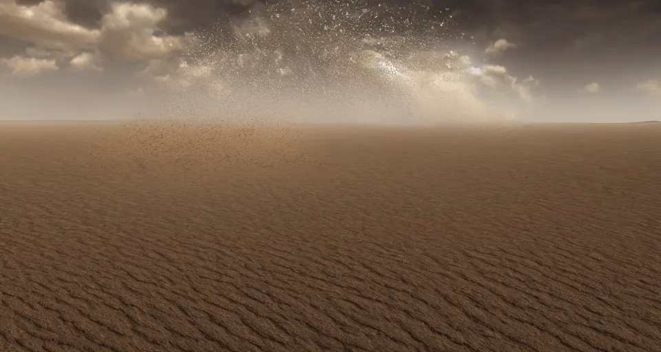 Image similar to a monster that is a tornado of sand over the desert, 4k, hyper detailed, photorealistic