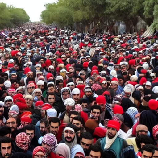 Image similar to a photo of where's wally, in the arab spring