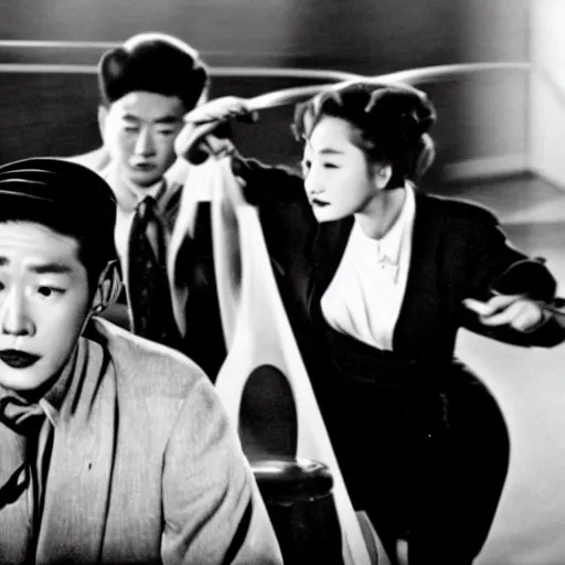 Image similar to 1950s Korean thriller film noir, 35mm film, Cooke Varotal 20-100mm T3.1