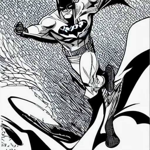 Image similar to batman at the beach swimming in the sea, comic art style, detailed lines, highly detailed