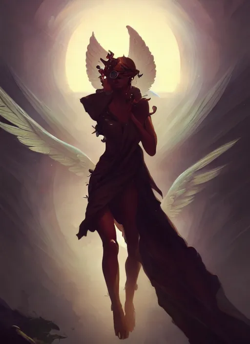 Prompt: cameron diazas an angel, backround dark, highly detailed, digital illustration, trending in artstation, modern painting, smooth, sharp focus, intricate, by peter mohrbacher