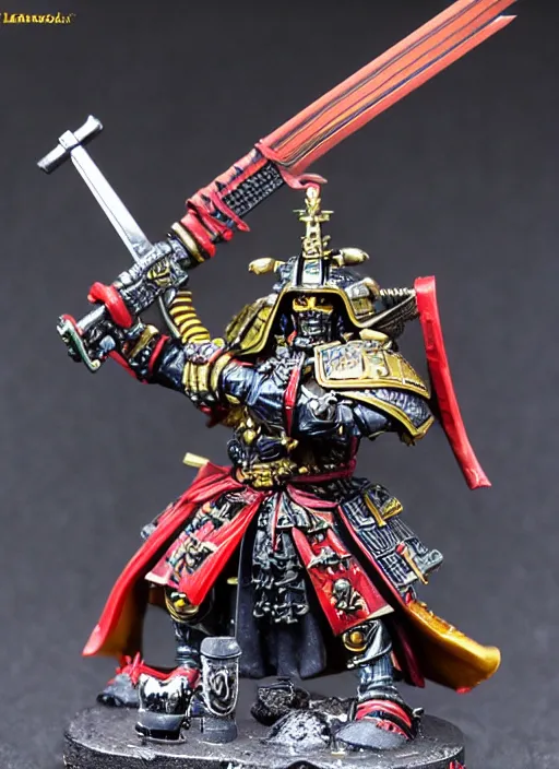 Image similar to 8 0 mm resin detailed miniature of a warhammer 4 0 k samurai with laser swords, product introduction photos, 4 k, full body,
