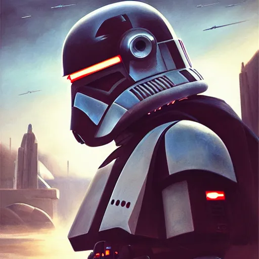 Image similar to republic commando star wars clone portrait painting, medium shot, asymmetrical, profile picture, organic painting, sunny day, matte painting, bold shapes, hard edges, street art, trending on artstation, by huang guangjian and gil elvgren and ross tran