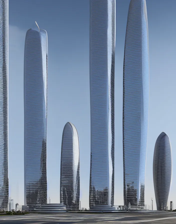 Image similar to al hamra tower, futuristic, evolution tower, santiago calatrava, futuristic tower architecture, 8 k render, beige in the middle of a spacious futuristic city