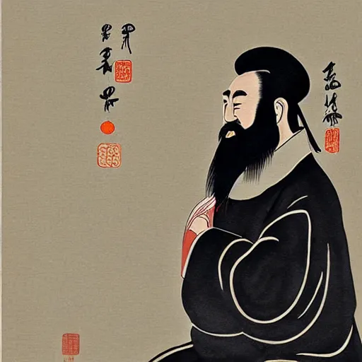 Prompt: confucius wearing vr headset, chinese ink painting