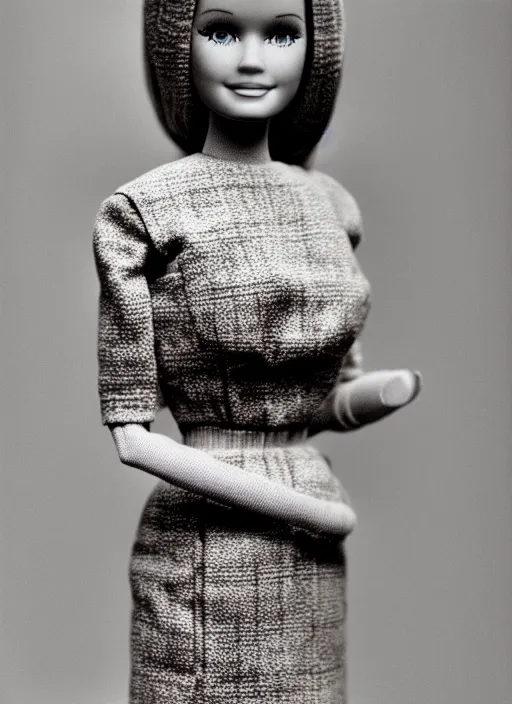 Image similar to realistic photo of a a barbie girl doll made of black brushwood, greyscale grain 1 9 6 0, life magazine photo, natural colors, metropolitan museum, kodak