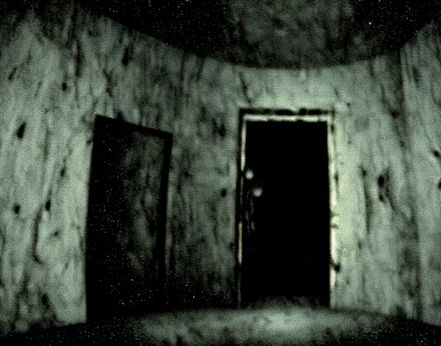 Prompt: a film shot of a portal into a horrifying universe, scifi, horror, cosmic horror, nightmare, found footage, film grain, creepy, uncanny, directed by david lynch