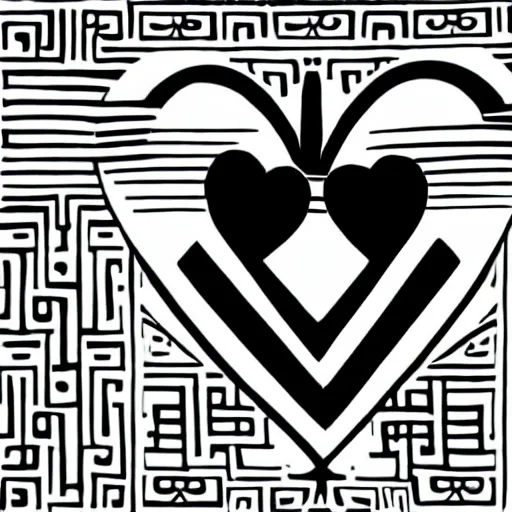 Image similar to clean black and white print on white paper, high contrast, logo of symmetric stylized dancer silhouette forming a symmetric heart